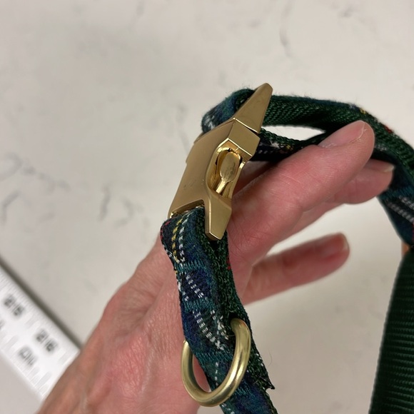 Holly Jolly Green Plaid Flannel Dog Collar Gold-tone Hardware Small-Medium - Picture 15 of 16